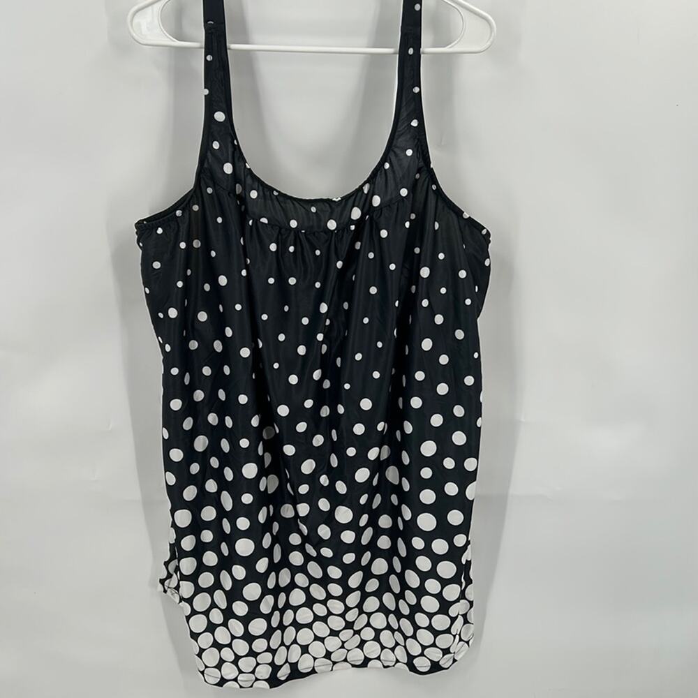 Sunbird Swimwear Plus Size Black & White Polka Dot Swim Top Size 24W